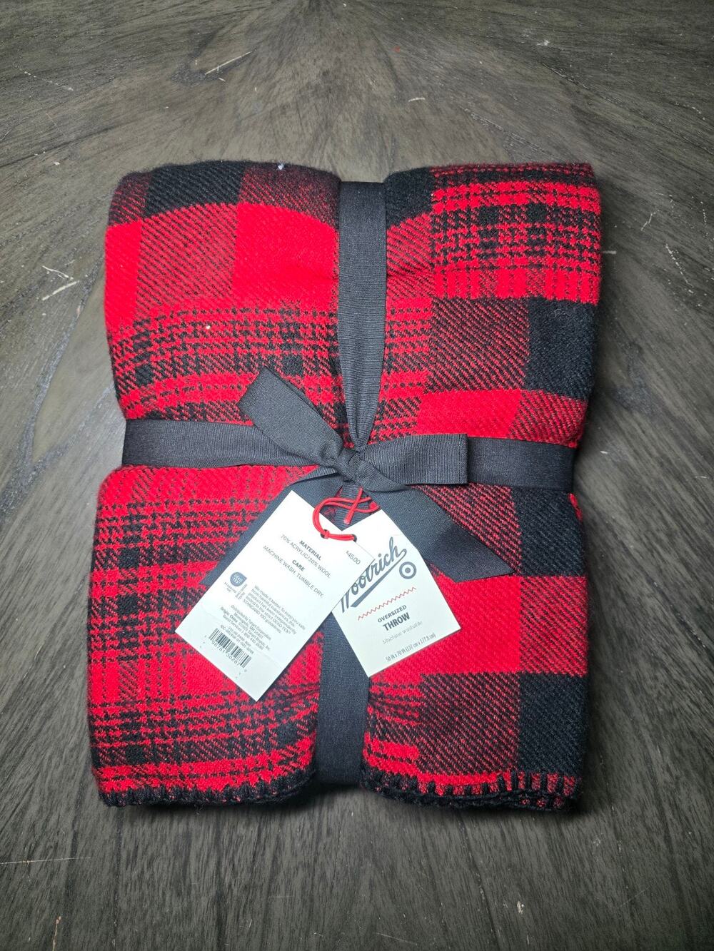 Woolrich Plaid Oversized Throw Blanket Red